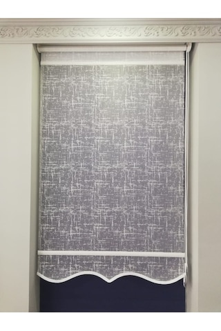 Perde Keten Desen Tül&Stor Çift Mekanizma Perde Etekli