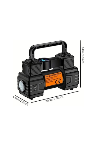 Xuweiwei Portable Air Compressor Pump Orange Hands 12v Araç Tekerlek Basınç Ölçer Led Işık Bisiklet Motor
