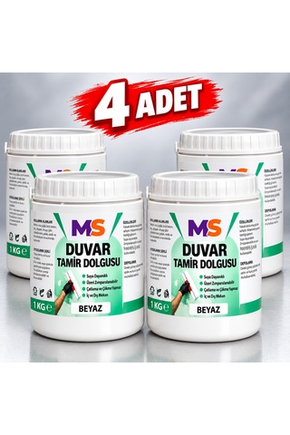 4 Adet Hazır Duvar Tamir Dolgusu 1 Kg Macunu Zemin Alçı Sıva Derin Boşluk Doldurucu Çatlak Onarıcı