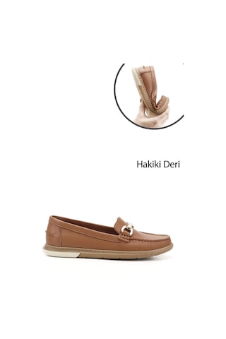 Gönderi(R) Gönderi R Taba Antik Tokalı Rok Hakiki Deri Comfort Loafer Taba Antik