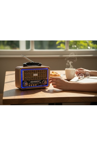 Rt-683 Nostaljik Trend Ledli Radyo,bluetooth Ahşap Görünüm Nostalji Radyo