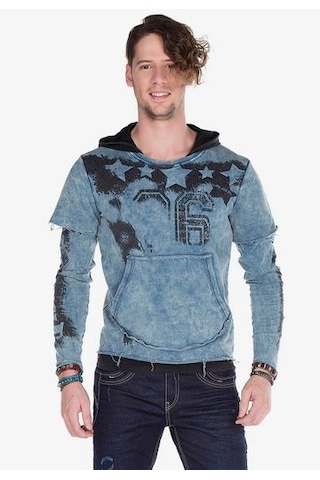 Cipo & Baxx Cl279 Baskılı Taş İşlemeli Erkek Kapşonlu Sweatshirt 001