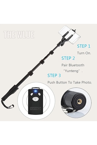 Bluetooth Kumandalı Profesyonel Selfie Çubuğu Monopod 125cm