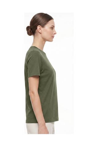 Goffra Kadın Vision Bisiklet Yaka Premium Kalite Yoğun Dokulu Pamuklu T-shirt Haki W101-r0220-05
