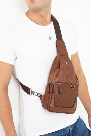 Taba Çok Bölmeli Çapraz Askılı Göğüs Omuz Çantası Bodybag Taba
