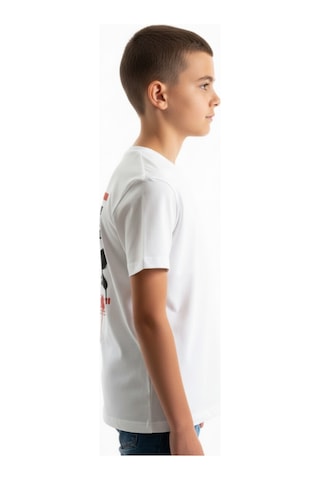Toontoy Kids Toontoy Erkek Çocuk Bisiklet Yaka Kısa Kollu Baskılı Tişört 24993 Beyaz