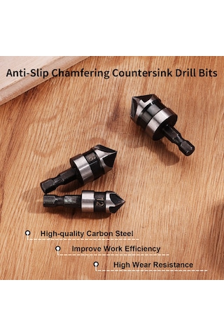 Teltree Ahşap Ve Yumuşak Malzemeler İçin 90 Derece Kesici, 5 Telli, 1/4 İnç Altıgen Saplı, Hızlı Talaş Atımı, 12-16-19 Mm, Siyah Köşe Oluşturucu Aleti