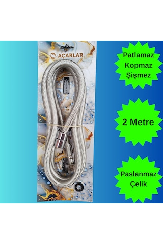 Acarlar Paslanmaz Çelik 2 Metre Spiral Duş Başlığı Hortumu 1.kalite