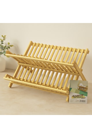 Bambu Tezgah Üstü Bulaşıklık Ve Tabaklık 46x33 Cm Sarı