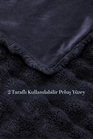 Lory Peluş Kürk Yorgan Seti Çift Kişilik Battal Boy Yumuşak Tüy Dökmez İthal Yatak Örtüsü 3 Parça Siyah
