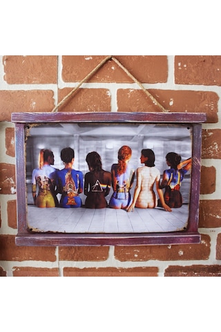 Rustik Ahşap Çerçeveli Vintage Metal Pano Girls 20x30