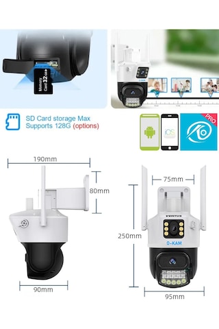 O-kam 6015 Dual Lens Wifi Uzaktan İzleme Sesli Akıllı Kamera