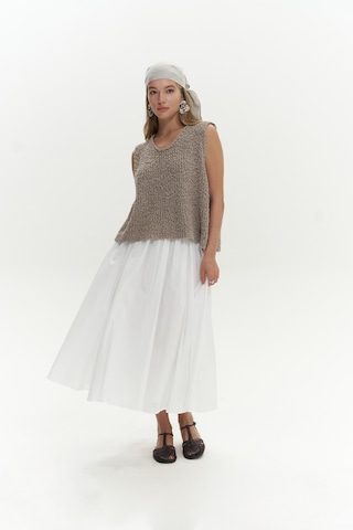 Mai Collection Mai Studios Co. Knitle Rahat Kalıp Triko Vizon Crop Vizon