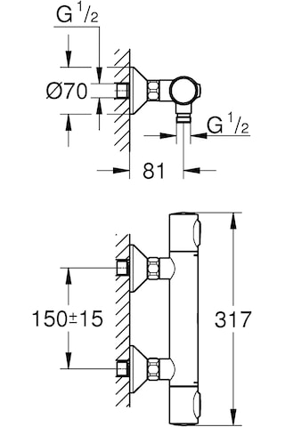 Grohe Precision Flow Termostatik Duş Bataryası Krom