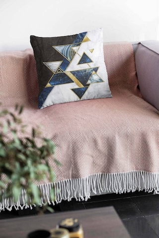 Lacivert Geometrik Çift Taraflı Yastık Kırlent Kılıfı Krl091n11