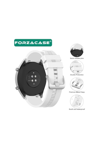 Forzacase Universal 20mm Akıllı Saatler İçin Tokalı Çizgi Desen Silikon Kordon Kayış - Fc1069