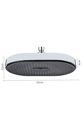 Yapıtaşı Yt303 Elif Banyo Tepe Duş Başlığı 33x22cm Krom - Siyah