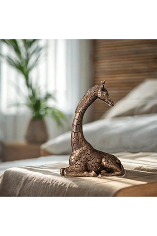 Homyl Reçine Heykelcik Tahsil Dekorasyon Zürafa Heykeli Dolap 22cmx32cm