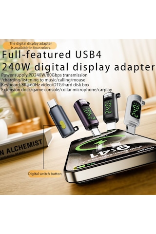 Livx 240w Dijital Göstergeli Type-c To Type-c 80gbps 8k 60hz Otg