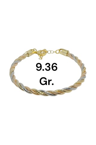 925 Ayar Üç Renkli Burma Model Kadın Gümüş Bileklik Gümüş Gold Rose Gold Gümüş