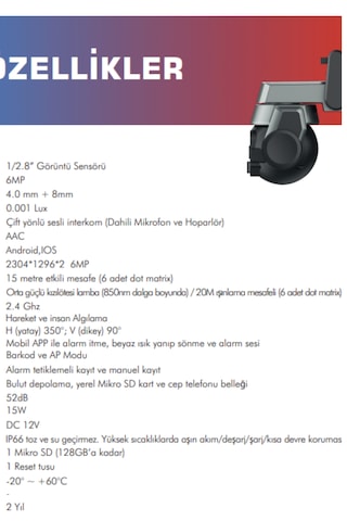 Bester 6mp Çift Lensli Wifi Ptz Kamera Sd Kartlı Uzaktan Erişim
