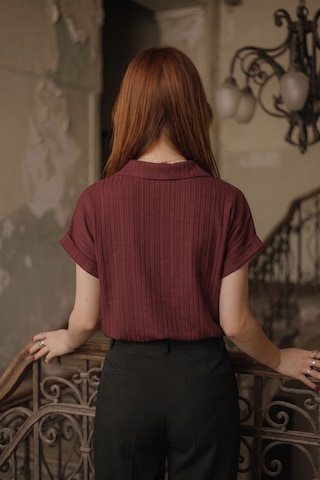 Armonika Kadın Bordo Kısa Kol Gömlek Arm-19y001088