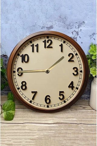 Klasik Ahşap Görünümlü 3d Mdf Duvar Saati 33 Cm Retro & Şık Dekorasyon Sdw306 Renkli