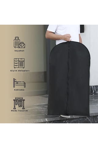 Jokey Ambalaj Fermuarlı Dolapiçi Gamboç Kıyafet,takım Elbise,abiye Ve Gelinlik Kılıfı 60x120cm Renk Seçenekli Siyah