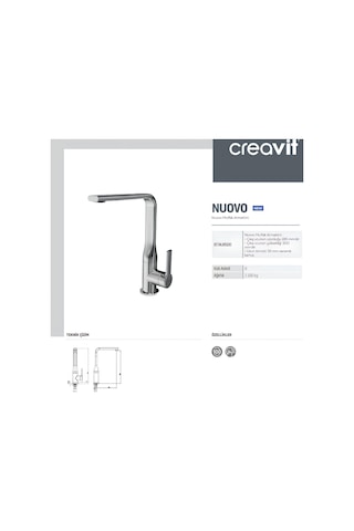 Creavit Nuovo Lavabo Banyo Eviye Bataryası 3'lü Set NU1600-NU2500-NU8500 Krom