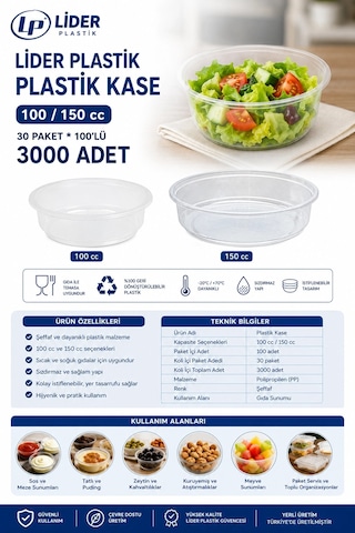 Ankara Lider Sup Kase 100-150 Cc 30 Paketx100'lü 3000 Adet