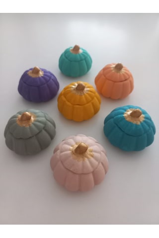 Mini Balkabağı 6'lı Lokumluk, Kahve Yanı Sunumluk Renkli Dekoratif Obje 02