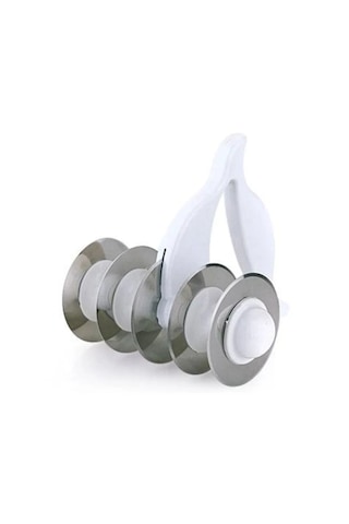 Rotanev 5 Çelik Bıçaklı Tutma Kollu Mantımatik Mantı Kesici Merdane Pratik Mantı Kesme Aparatı Beyaz - Siyah