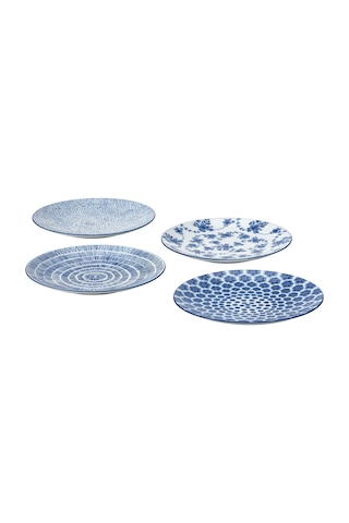 Ikea Entusiasm Tatlı Tabağı Seti 18 Cm 4'lü Mavi - Beyaz