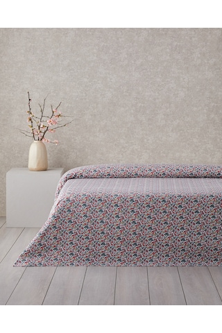 English Home Posy Garden Baskılı Pamuklu Çift Kişilik Pike 200x220 Cm Kırmızı Kırmızı