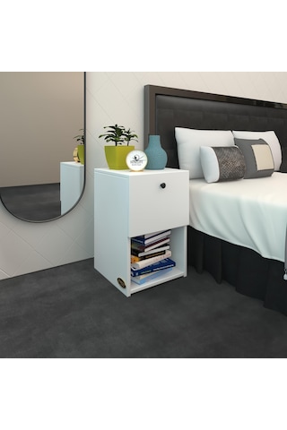 Kenzlife Komodin İzumi Byz 60 39 39 Komidin Kitaplık Ayakkabılık Kapaklı Arkalıklı Beyaz