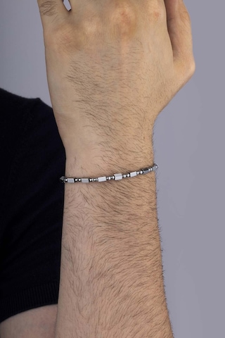 Gümüş Pazarım Hematit Taşlı Minimal Kesim Doğal Taş Erkek Bileklik Diğer