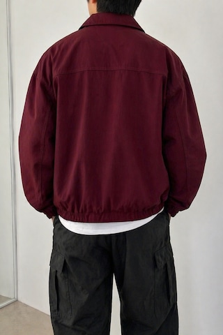 Tarz Cool Erkek Oversize Bomber Ceket Fermuarlı Basic Günlük Şık Mont Bordo