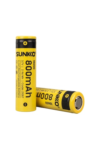 Sunkko 21057 3.7 Volt 800 Mah 18650 Şarj Edilebilir Pil - 2 Li Paket Halinde