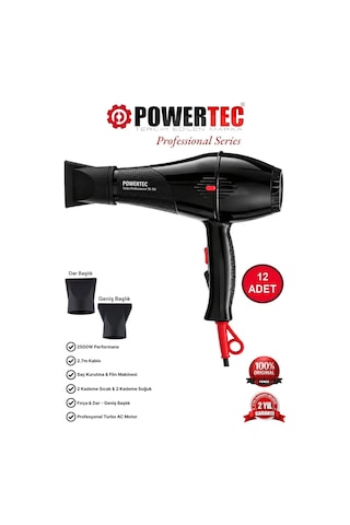 Powertec TR-701 Profesyonel Fön Makinesi 2500 W 12'li