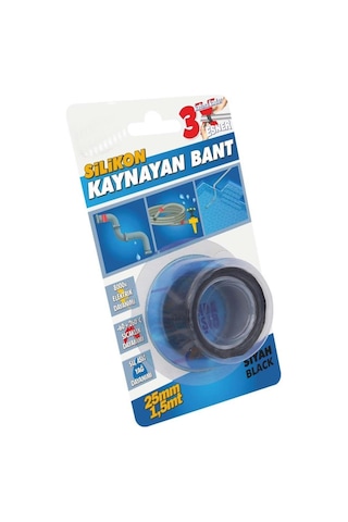 Silikon Kaynayan Çok Amaçlı Bant Boru Patlak Bandı 3katına Kadar Esner Su Altında Uygulanabilir 25x1,5mt-siyah