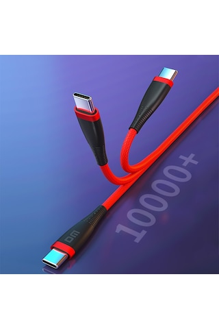 DM SL019 65W 1 M 3A Type-C to Type-C Hızlı Şarj ve Data Kablosu Kırmızı