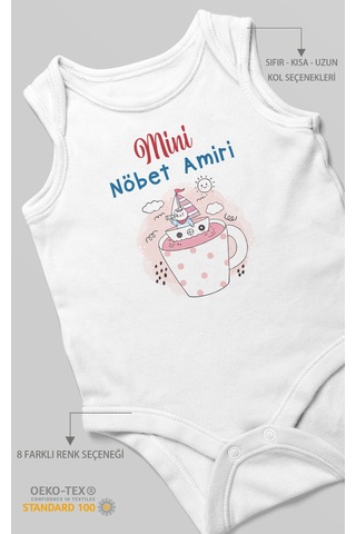 Mini Nöbet Amiri Baskılı Bebek Zıbını Çıtçıtlı Body %100 Pamuk Sıfır Kol Beyaz