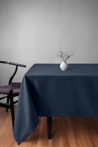 Keten Dokulu Petrol Masa Örtüsü Zengin Renk Seçenekli Petrol