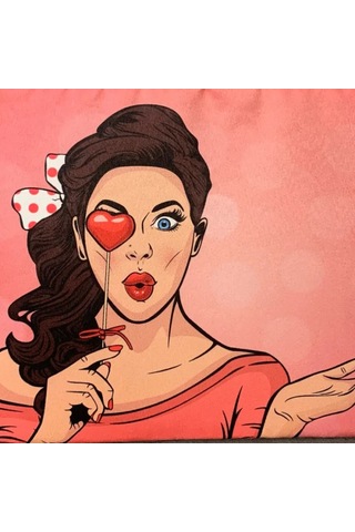 Uretti - Mehtap 4435 - Pop Art Desenli Clutch Çanta - Pembe Pembe