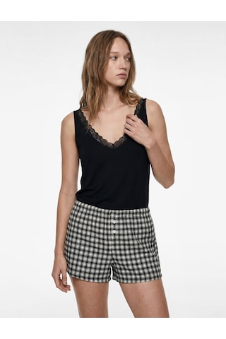 Koton Beli Lastikli Rahat Kesim Düğme Detaylı Şort Pijama Altı Siyah Ekose 6slk80047mw