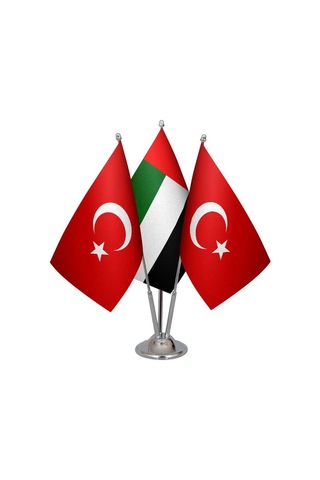 Masa Üstü Birleşik Arap Emirlikleri Bayrağı Türk Bayrağı Üçlü Kro