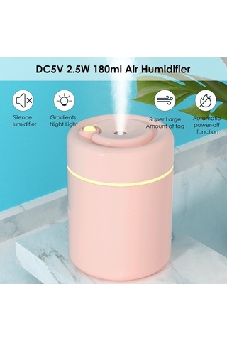 Pazly D C5v 2.5w 180ml Araba Nemlendirici Gece Lambası Fonksiyonlu Pembe Renk Pembe