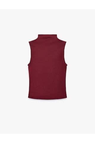 Koton Pamuklu Dik Yaka Slim Fit Kolsuz Body Bordo 7wak10056ek