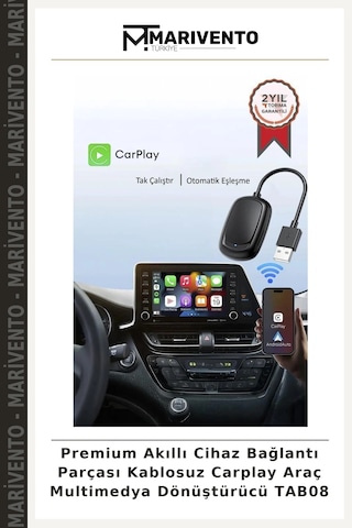 Premium Akıllı Cihaz Bağlantı Parçası Kablosuz Carplay Araç Multimedya Dönüştürücü Tab08 Diğer