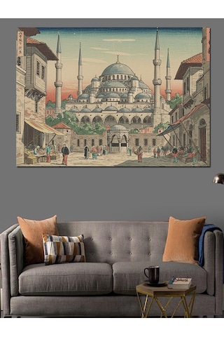İstanbul Camii İllüstrasyonu Dekoratif Kanvas - Mdf Ahşap Tablo